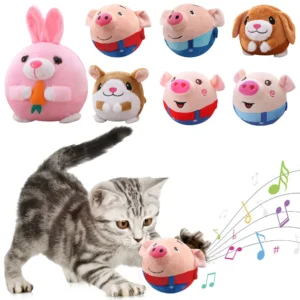 Cartoon Pig Active Moving Pet Plush Toy USB Rechargeable Interactive Dog Toys Talking Moving Dog Ball Toy for Dogs Cats