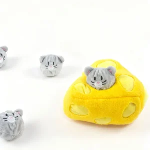 Snuffle Slow Feeder Dog Toy - Plush Squeaky Treat-Hiding Interactive Toy, Molar Chew Toy for Puppies, Mental Stimulation Pet