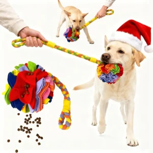 Dog Enrichment Puzzle Toy, Snuffle Ball for Hiding Treats & Slow Feeder, Mental Stimulation Chew Toy for Anxiety Relief in Puppy