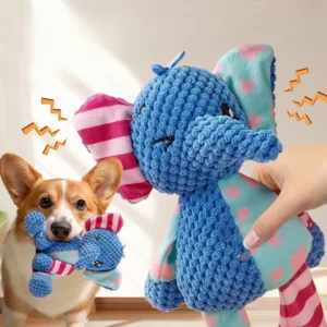 Pet Plush Toys Cute Dog Elephant Plush Chew Toy Squeaky Bite-Resistant Puppy Teething Training Dog Supplies Teeth Cleaning