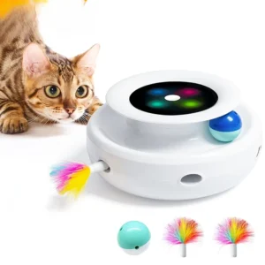 2 in 1 Smart Cat Toys Automatic Feather Fun Ball Toy Set For Cat Dog 5 Modes Electronic Interactive Pet Toy Accessories